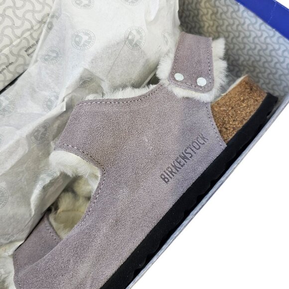 Birkenstock Womens Milano Suede Shearling Sandals, Faded Purple, Narrow, 37/6 - Picture 4 of 9